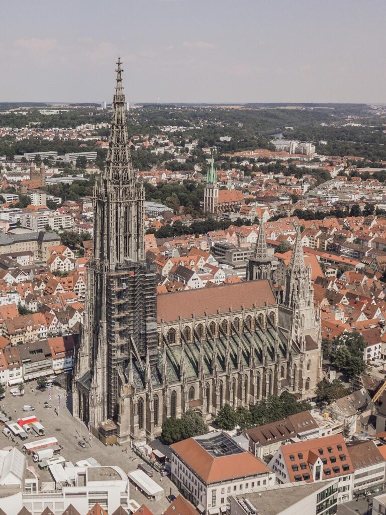 Aerial view of Ulm Minster at day time